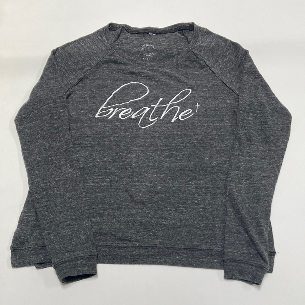 Joyous Ride “Breathe” Grey Crewneck Shirt